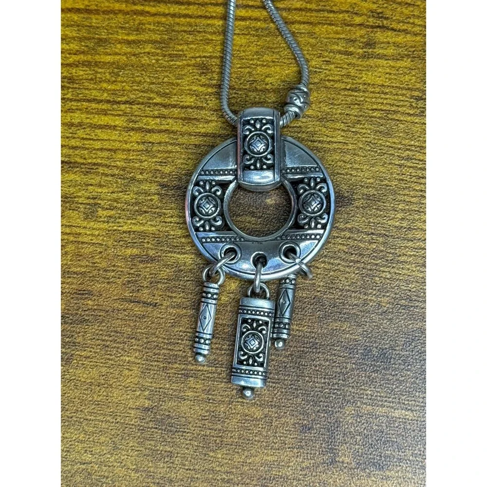 Brighton- Birmingham Silver Plate Necklace With Open Disk Pendant-Retired Signed
